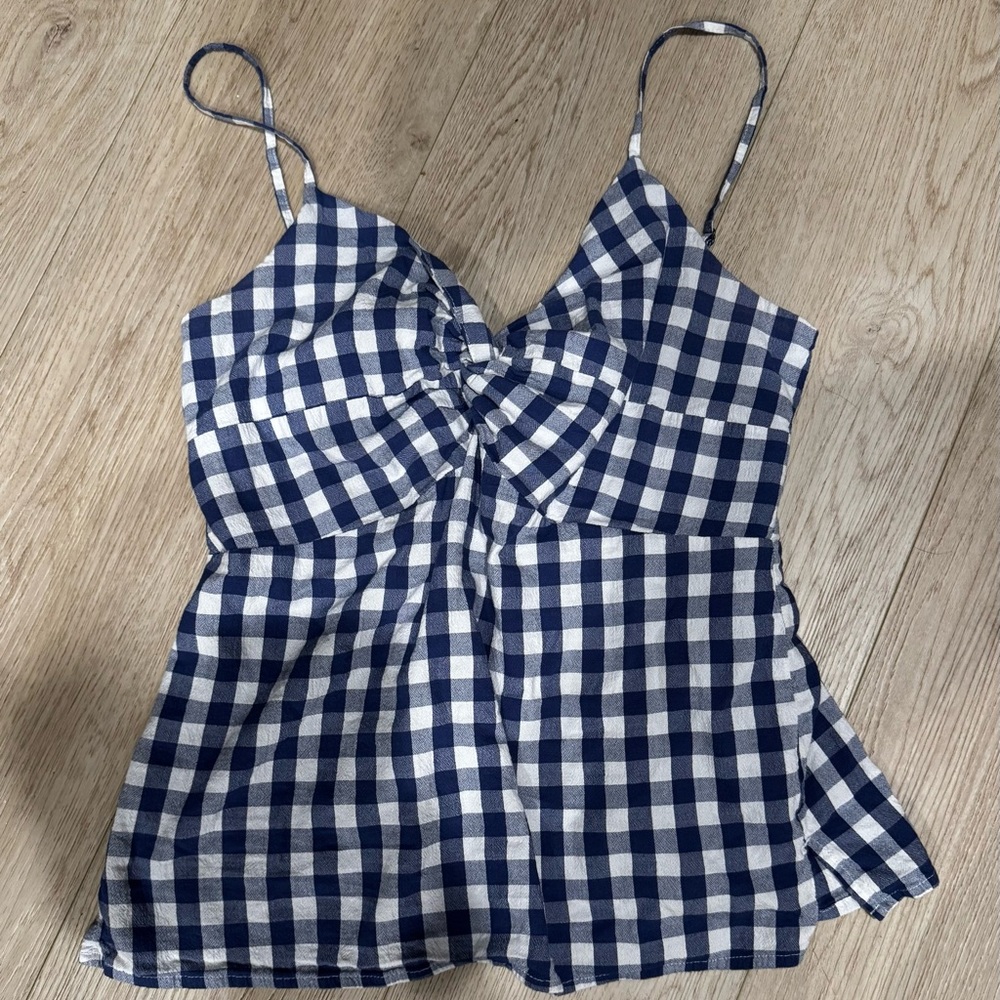 Blue and White Checkered Tank Top